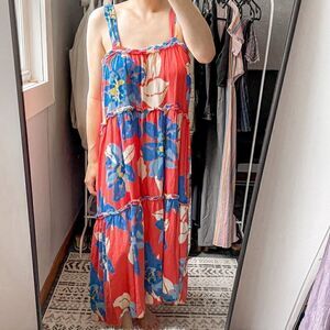 Free People Floral Tiered Printed Maxi Dress Sleeveless S